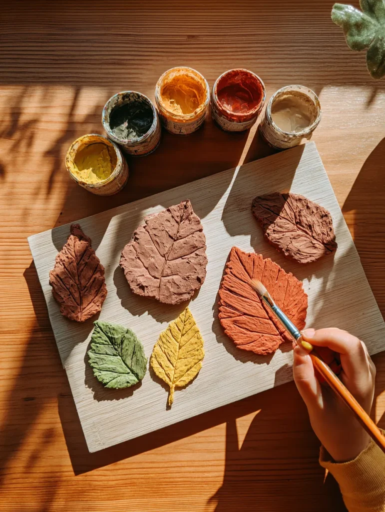 painted clay leaf art